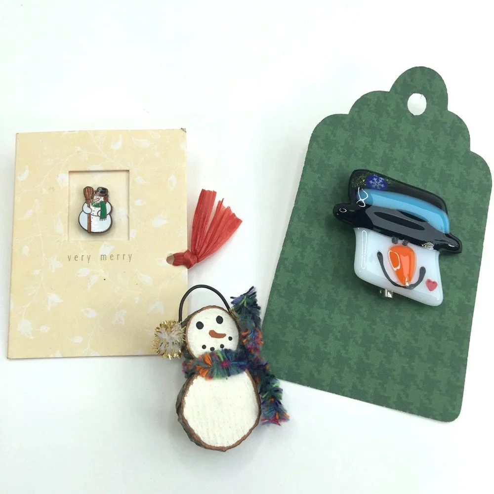 Christmas Holiday Pins Earrings Trees Santa Snowman
